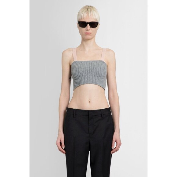 NWT GUCCI WOOL CROP TOP GREY LINK LOGO SZ XL 100% Authentic